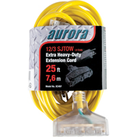 Vinyl Extension Cord with Light Indicator, Outdoor, SJTOW, 12/3 AWG, 15 A, 3 Outlet(s), 25' The Estey Group