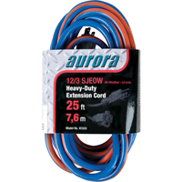 TPE-Rubber Extension Cord With Light Indicator, All-Weather, SJEOW, 12/3 AWG, 15 A, 25' The Estey Group