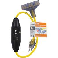 Adaptateurs pour disjoncteurs de fuite &agrave; la terre &agrave; trois prises Shocksafe, 125 V, 15 A, Cordon de 3' The Estey Group