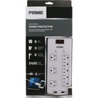Limiteurs de surtension avec chargeur USB, 8 Prises, 2400 J, 1875 W, Cordon 6' The Estey Group
